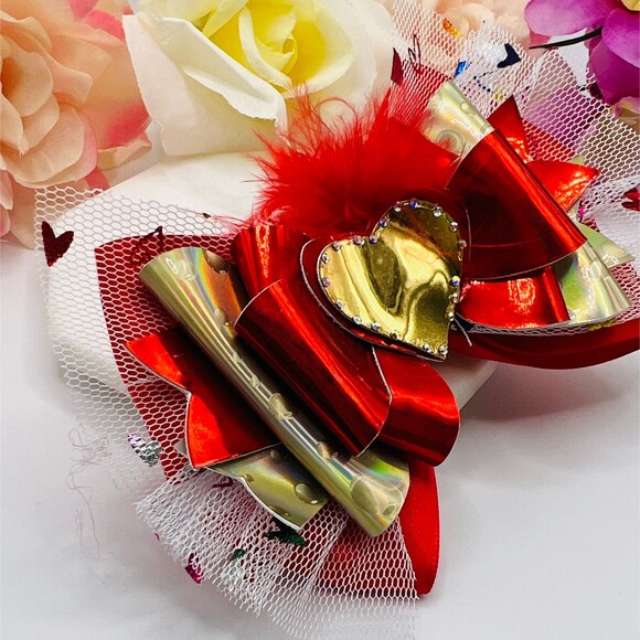 Cute Heart Hair Bow Clips for Girl and Toddlers Gift for Girls New Handmade - Picture 2 of 4